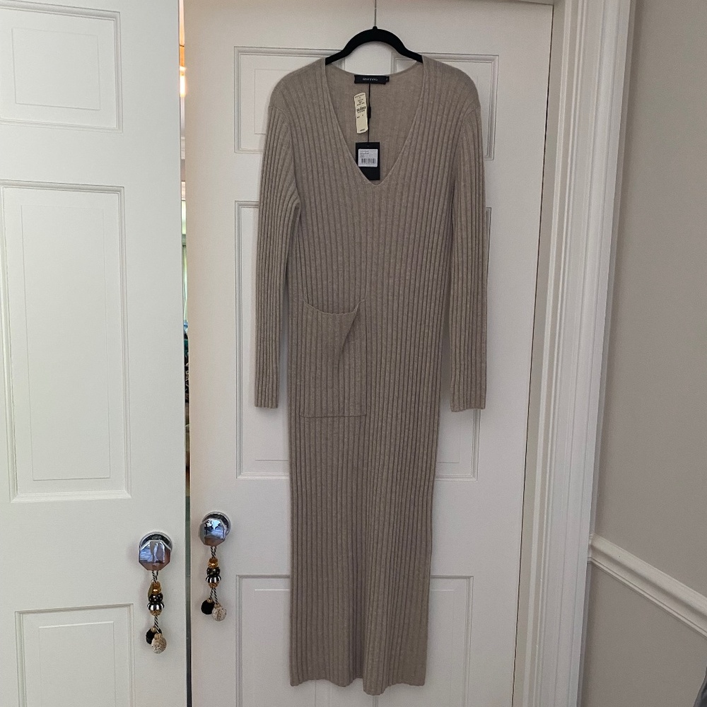 Lisa Yang Cashmere Willow Dress, Sand , Ribbed Knit, Size 2 (M-L) New with Tags
